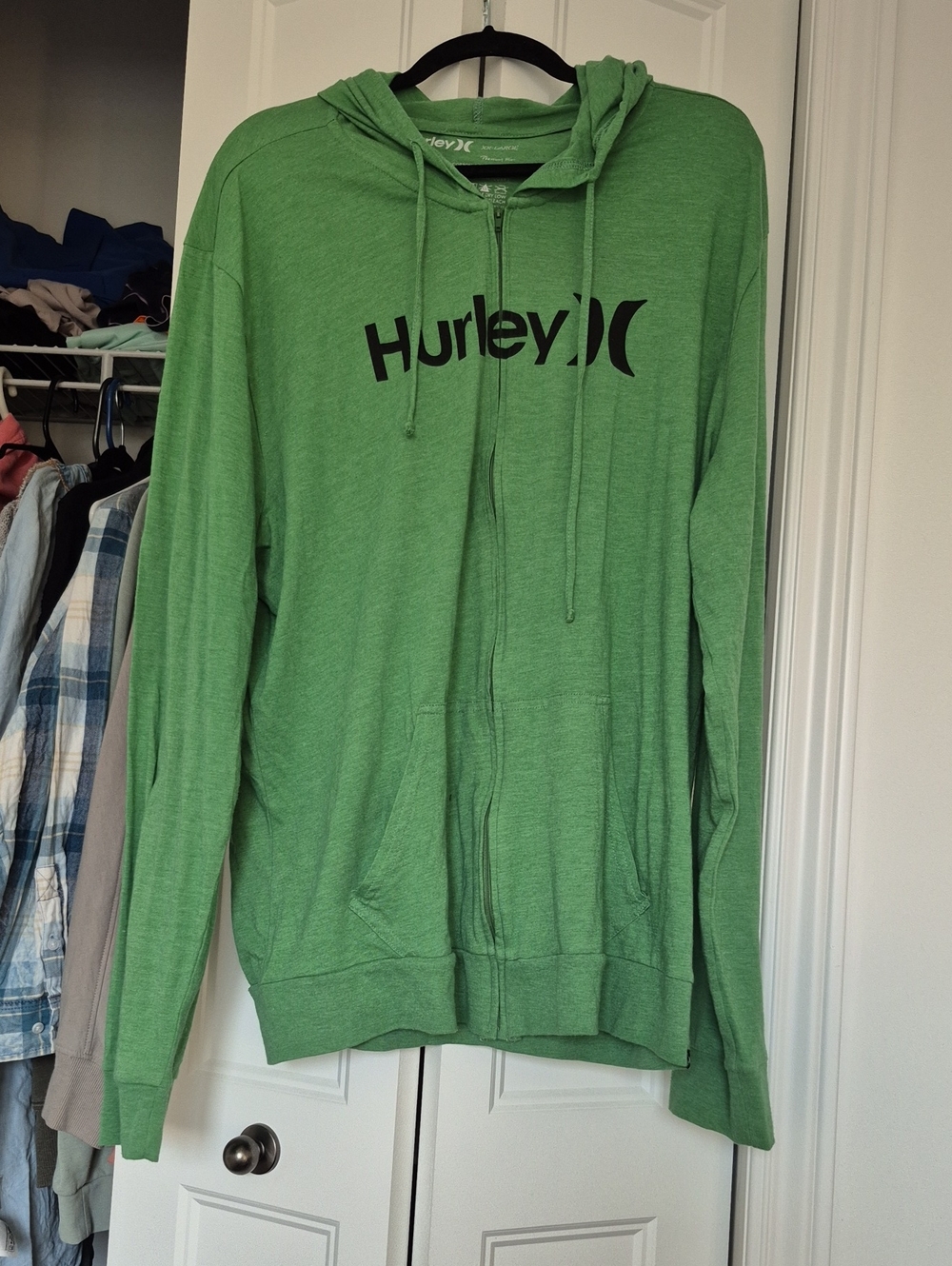 Hurley Men's Light Green Zip-Up Hoodie with Logo Very Long Xxl